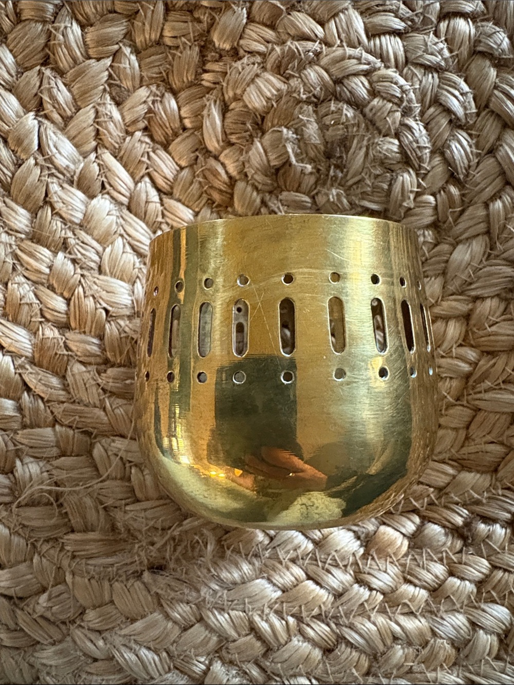 Vintage brass Perforated Candle Holder -